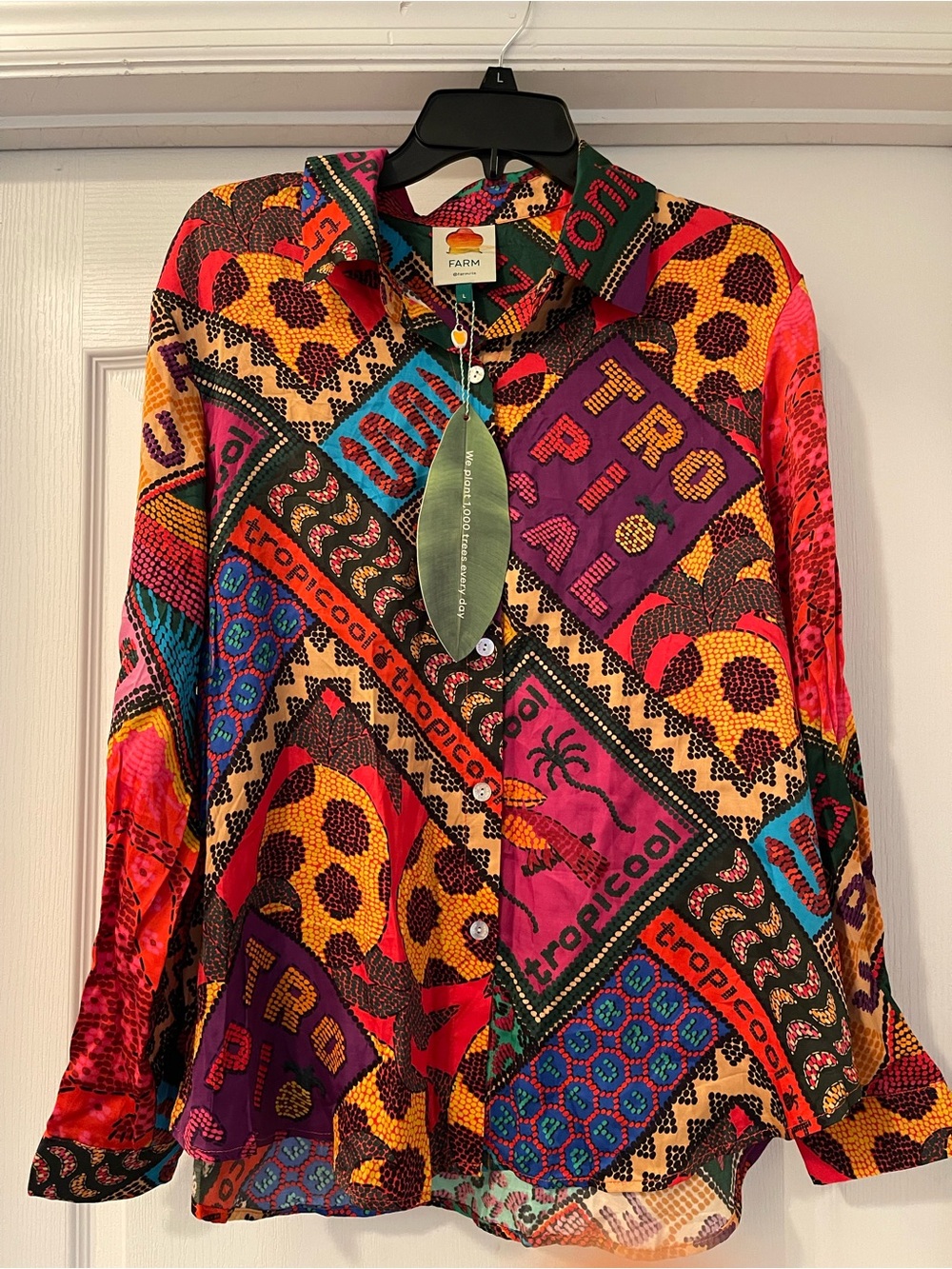 FARM Rio Emerald Green Multicolor Printed Blouse